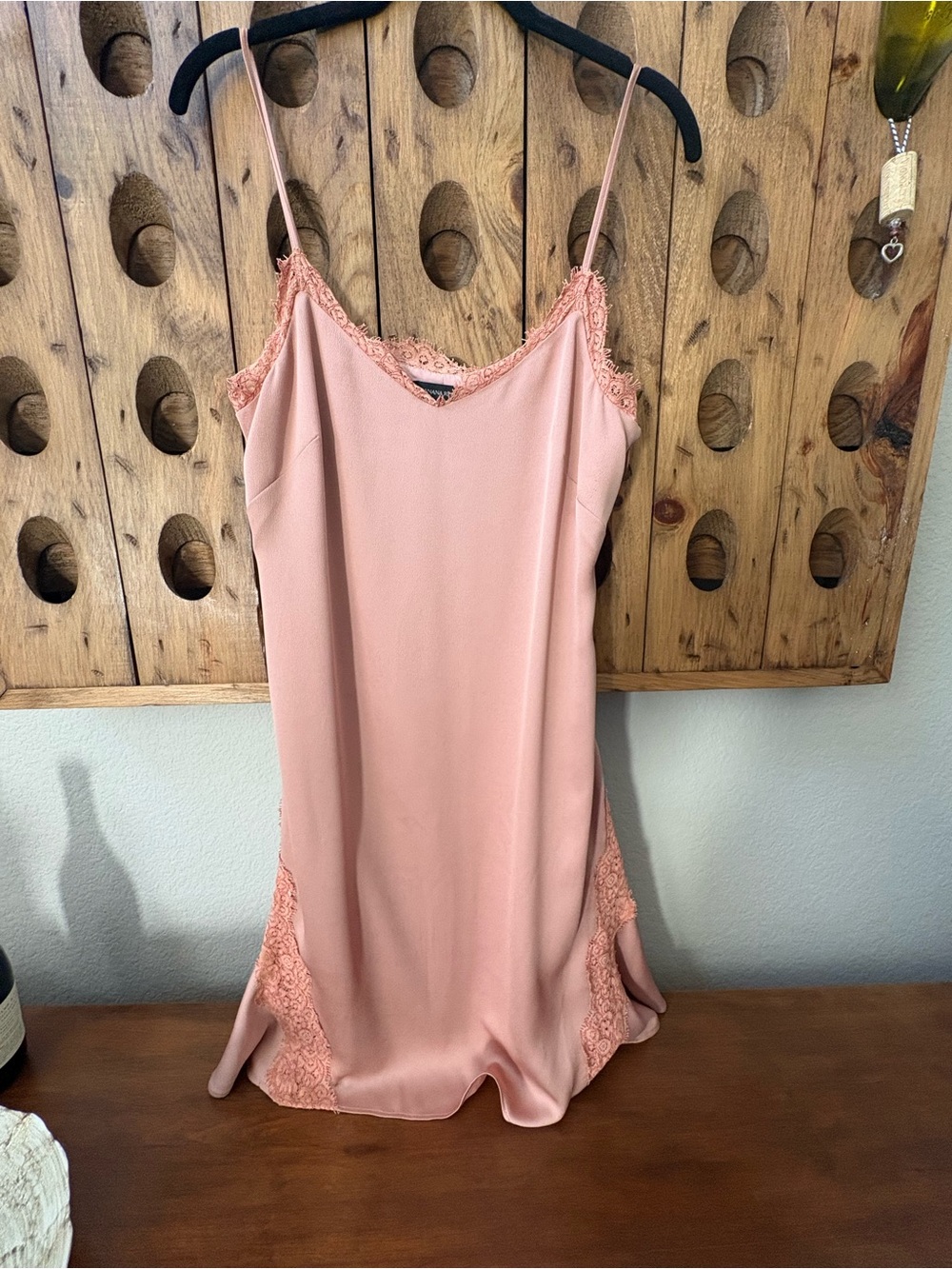 Banana Republic Salmon Colored Lace-Trim Slip Dress Size 6